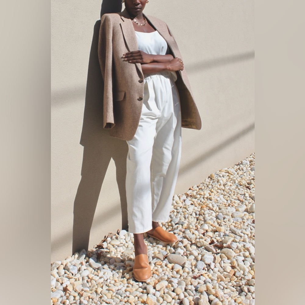 Na Nin Lena French Twill Pant in Eggshell